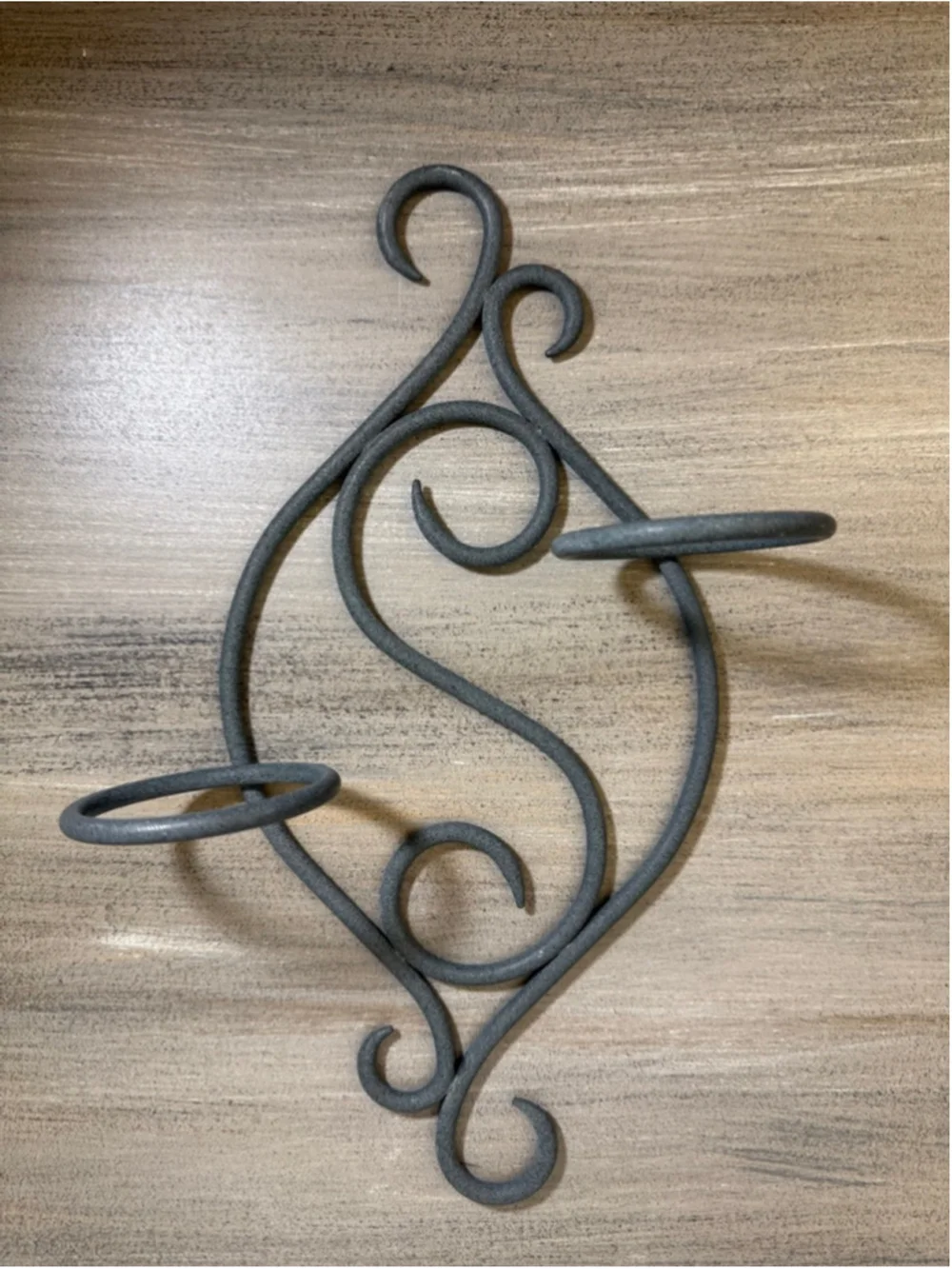 set of two scrollwork metal wall sconces approx 13x9”